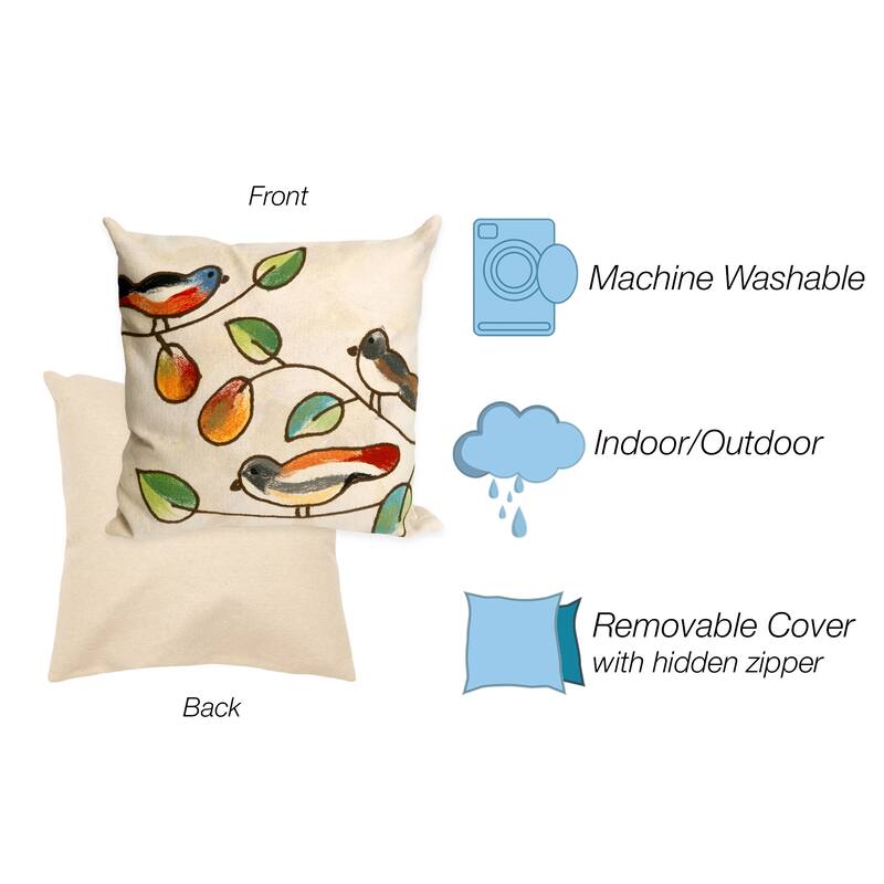 Liora Manne Visions III Song Birds Indoor/Outdoor Pillow Cream 12"X20"