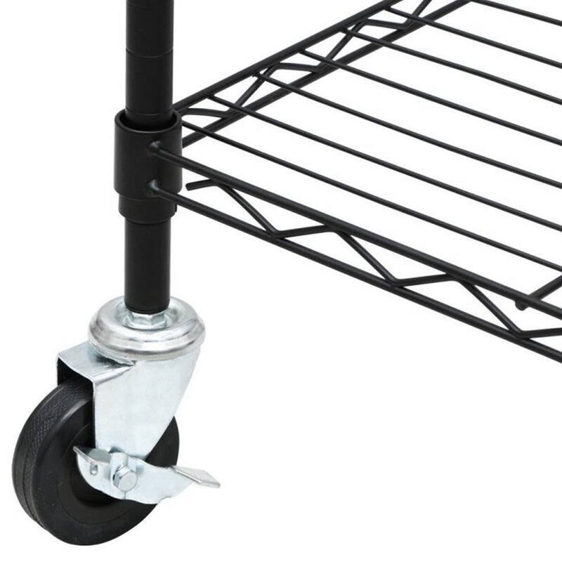 5Tier NSFCertified Steel Wire Shelving with Wheels Black On Sale