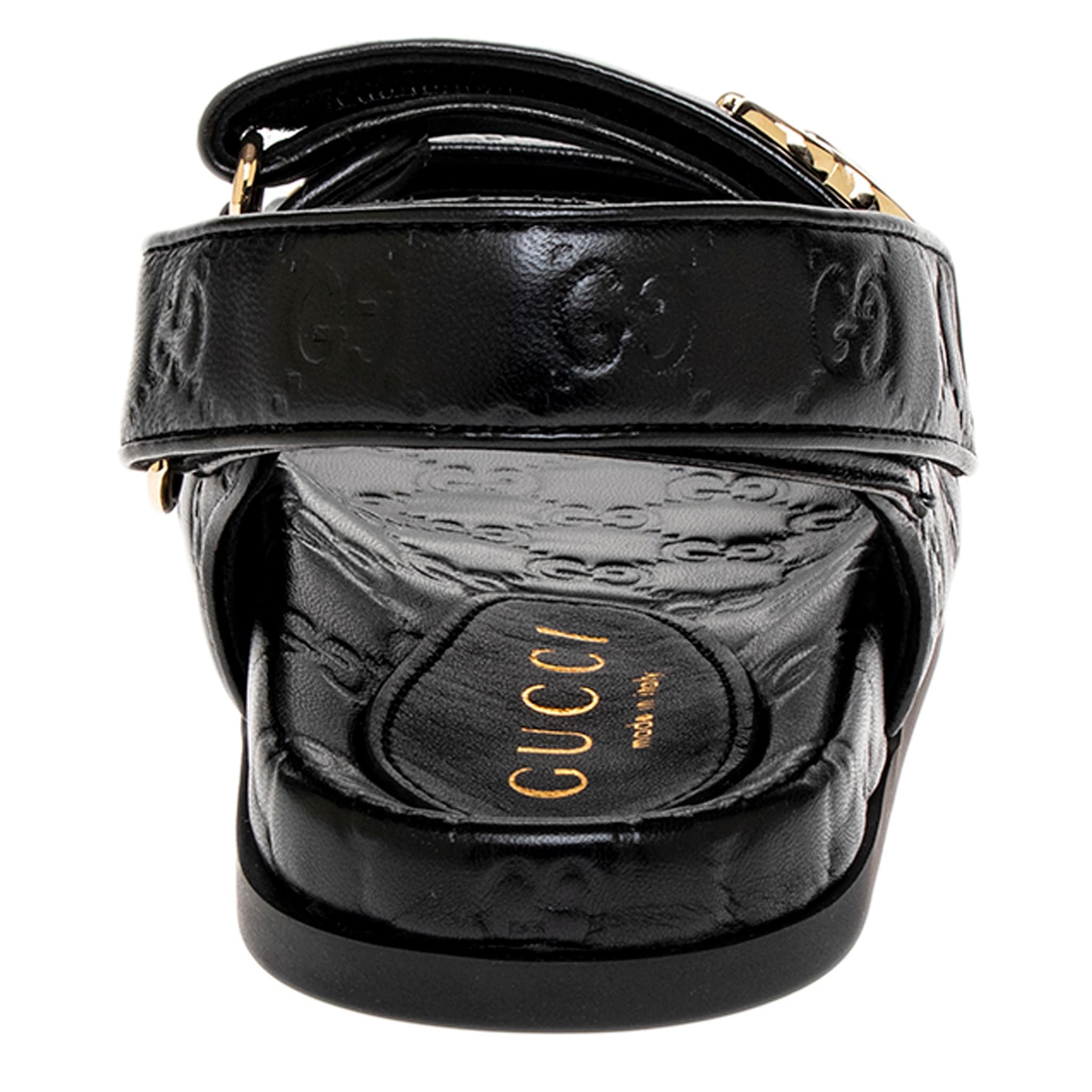 Gucci Leather Sandal with Double G - Overstock - 42956317