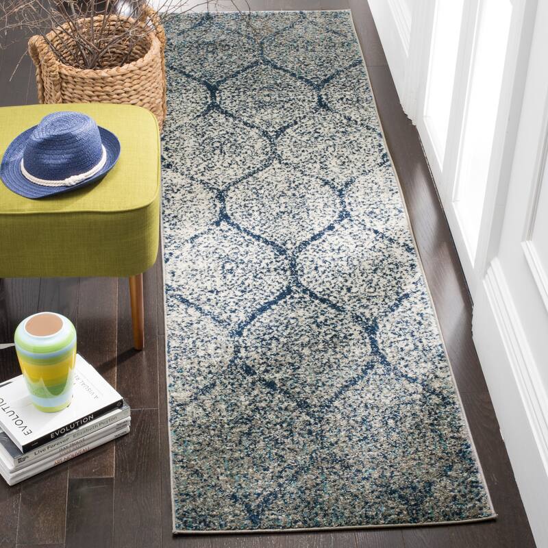 SAFAVIEH Madison Stella Boho Chic Ogee Trellis Rug - 2'3" x 4' - Navy/Silver