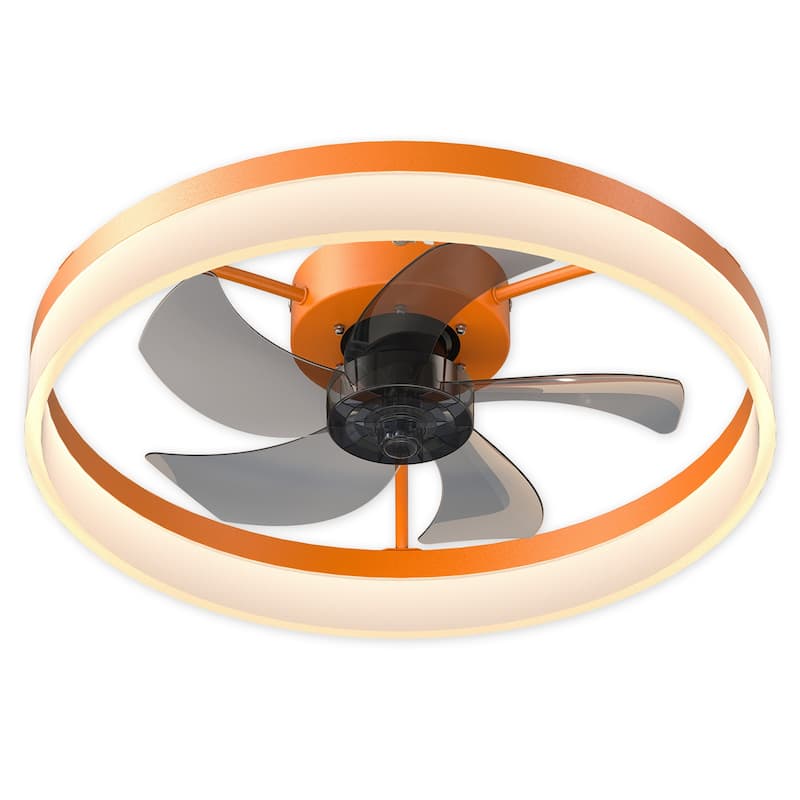 Modern Flush Mount Ceiling Fan with LED Light, Dimmable Ceiling Light with Fan for Children's Room Study Rooms