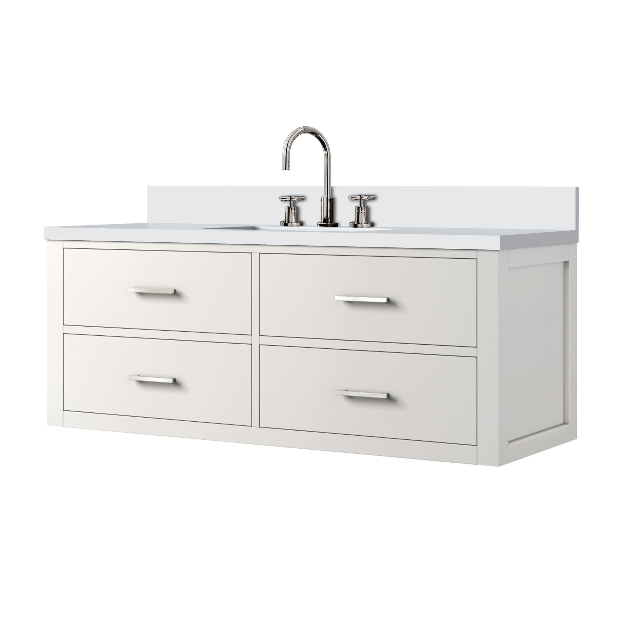 Single Bath Vanity 48 In. W X 22 In. D, Cultured Marble Top, And Faucet Set