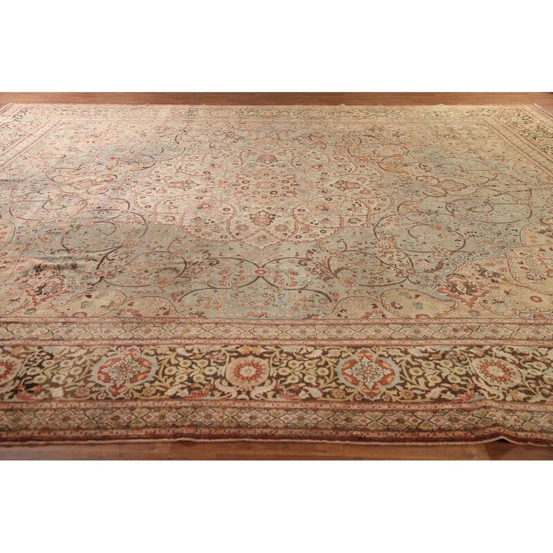Pre-1900 Antique Tabriz Haj Jalili Persian Rug Handmade Wool Carpet - 14'5" x 17'2"