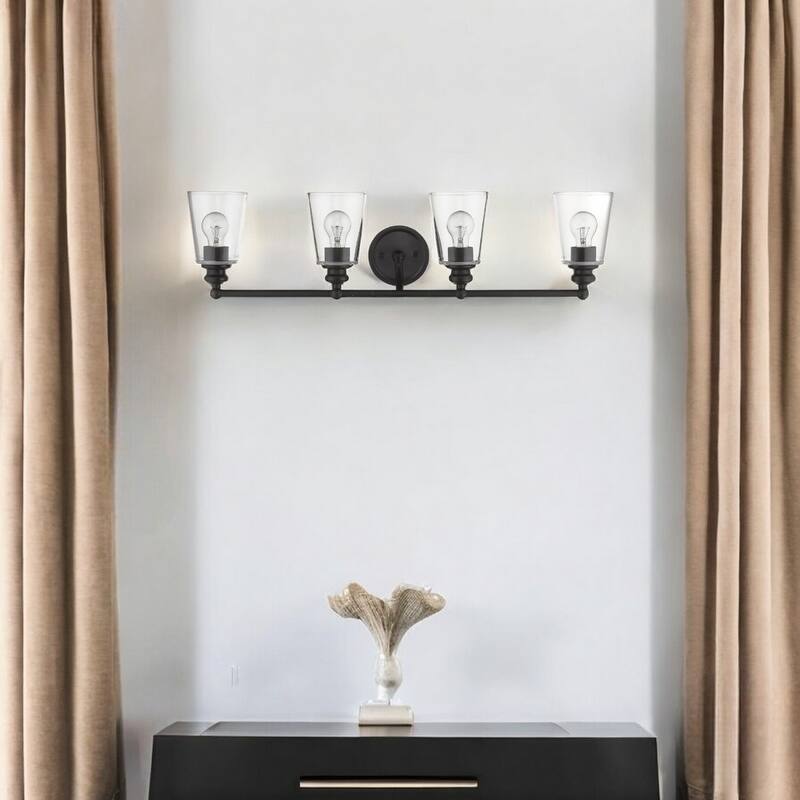 Modern Clear Glass Shade Wall Sconce with Swing Arm for Home Lighting - 4 - Bronze