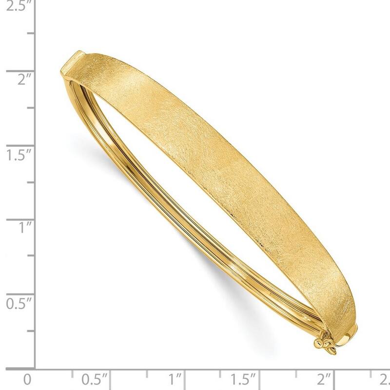 Curata 14k Yellow Gold Hollow Textured Hinged Cuff Stackable Bangle Bracelet