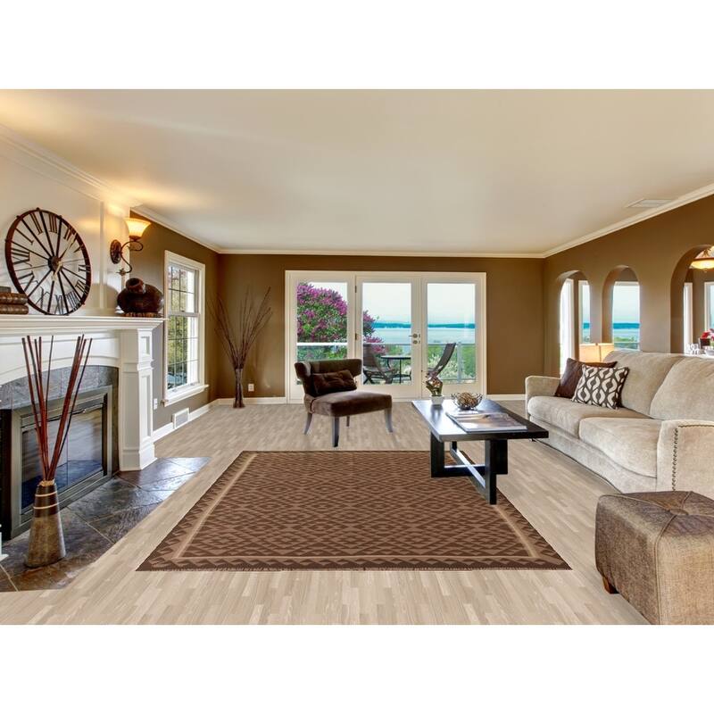 Brown Kilim Reversible Area Rug Hand-woven Wool Carpet - 6'5" x 9'5"
