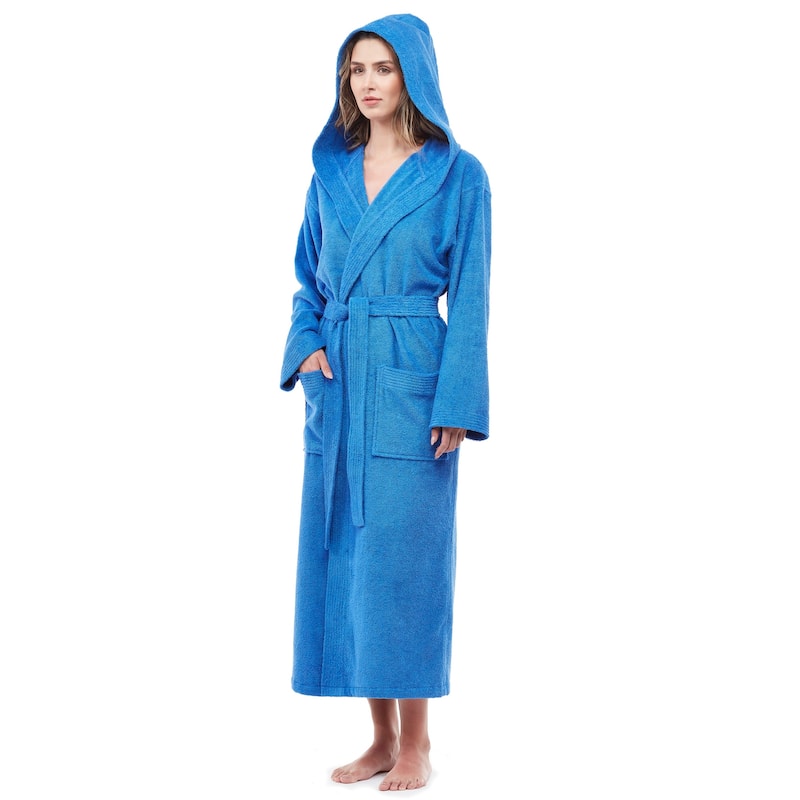 Soft Turkish Terry Cotton Women's Hooded Bathrobe