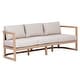 preview thumbnail 2 of 9, Christopher Knight Home - Mid-Century Acacia Wood Outdoor 3-Seater Patio Sofa with Woven Wicker Back & Water-Resistant Cushions