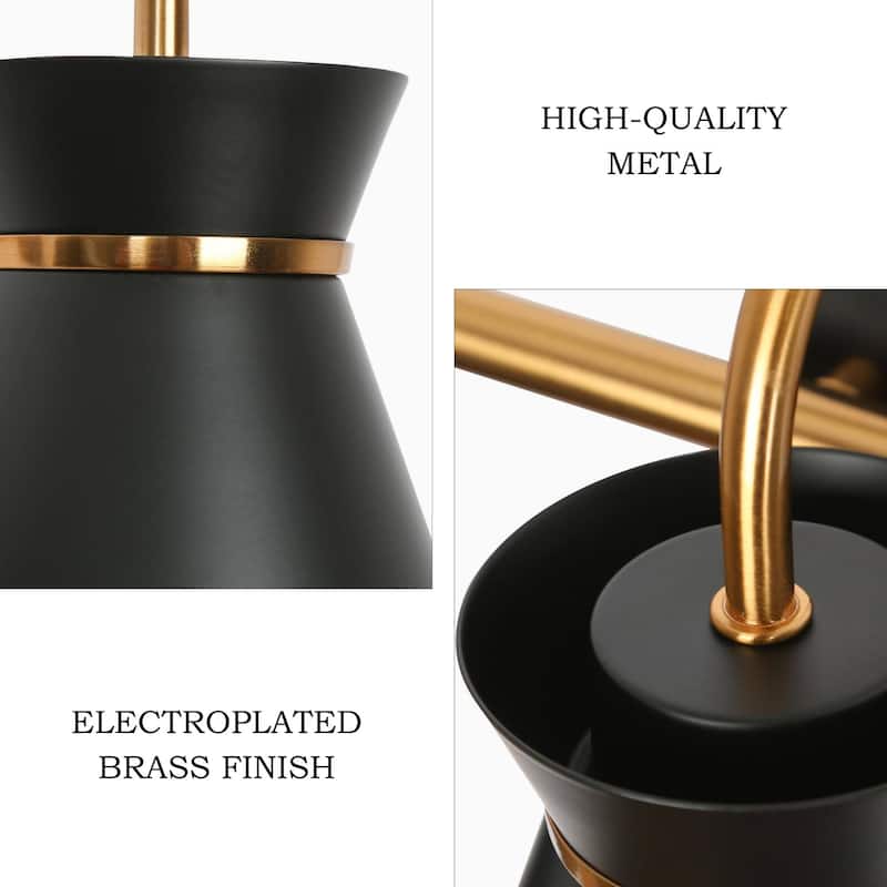Modern 3-Light Linear Black Gold Bathroom Vanity Light Industrial Metal Wall Sconce - 23" L x 7" W x 8.5" H