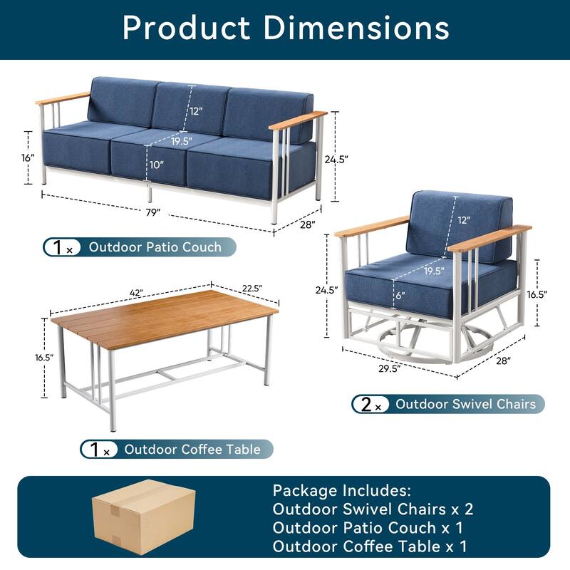 Outdoor Patio Funiture Set with Extra-Thick Seat cushion