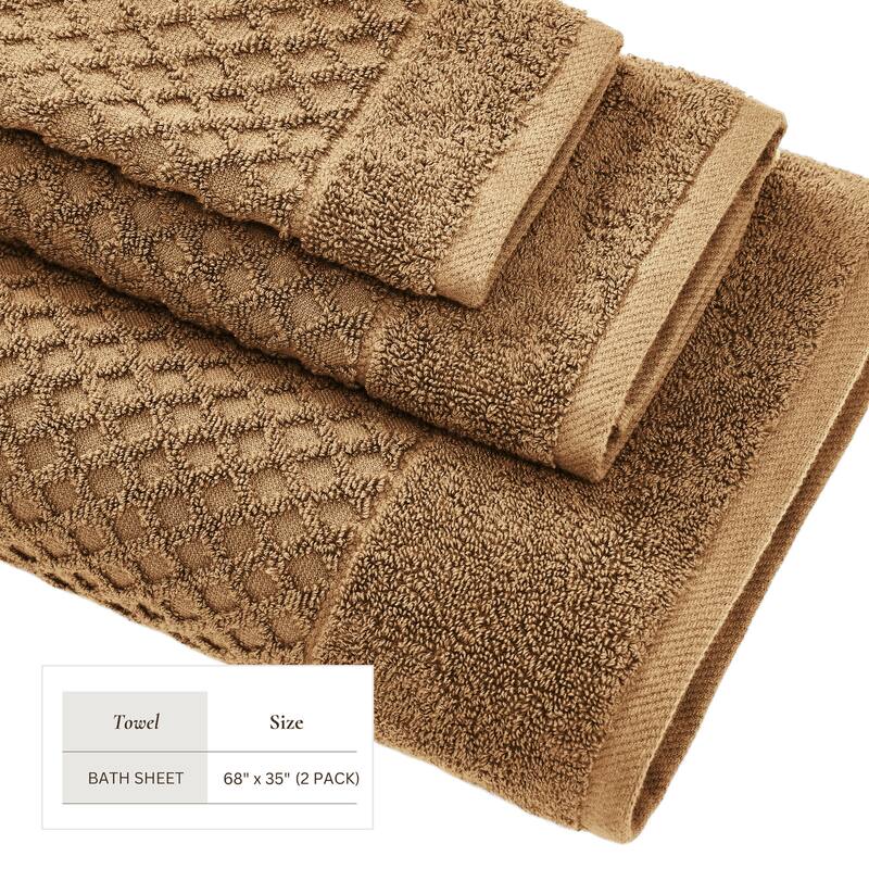 Linery & Co. Cotton Diamond Waffle Texture Bath Towels