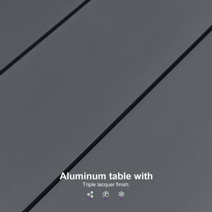 PURPLE LEAF Outdoor Dining Table Set All-Weather Aluminum with Wood Grain Table and Rope Woven Chairs