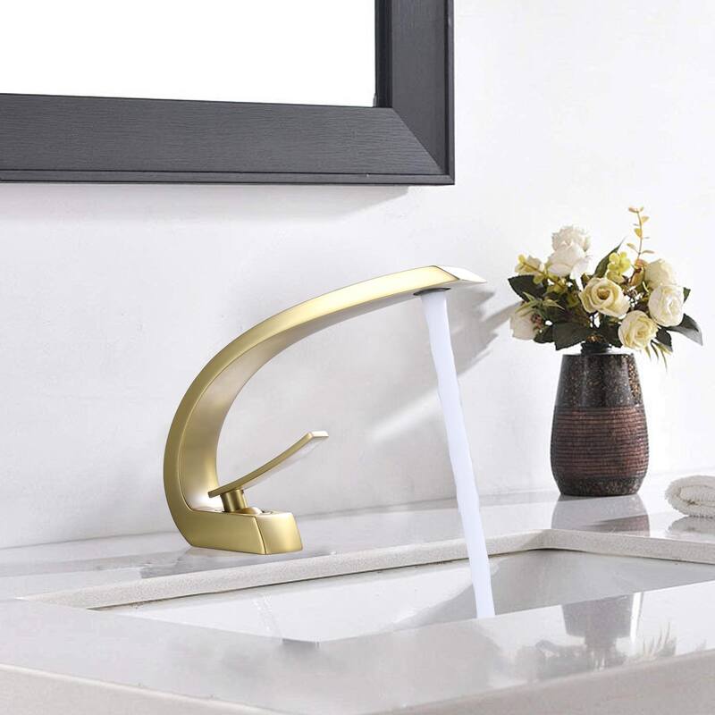 7.7"H Solid Brass Single-Handle Bathroom Sink Faucet with Drain Assembly (Deck plate included)