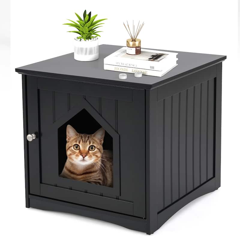 Gymax Weatherproof Multi-function Pet Cat House Outdoor Indoor