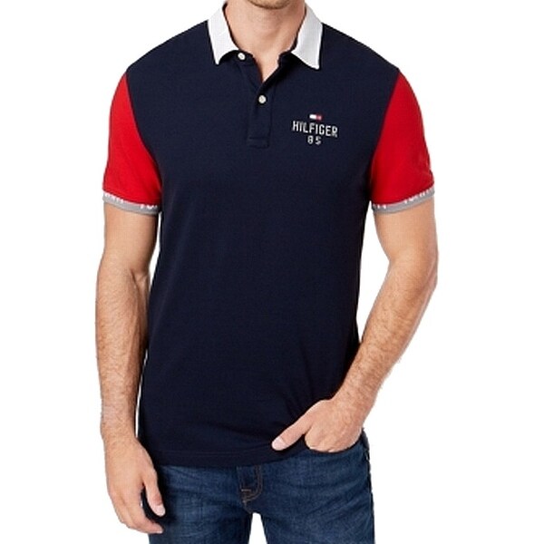 red and blue tommy hilfiger shirt