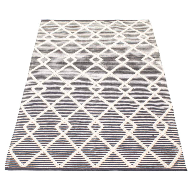 ECARPETGALLERY Braid weave Sienna Dark Navy Wool Rug - 4'8 x 8'0