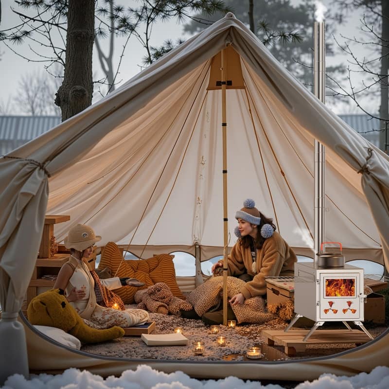 Hot Tent Stove, Portable Stainless Steel Wood Burning Stove, Camping