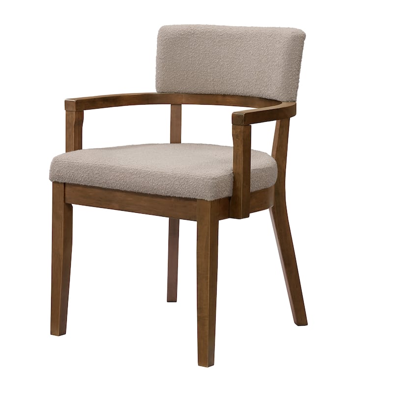 Christopher Knight Home - Mid-Century Modern Boucle Upholstered Dining Chair Set with Wood Frame - Set of 2