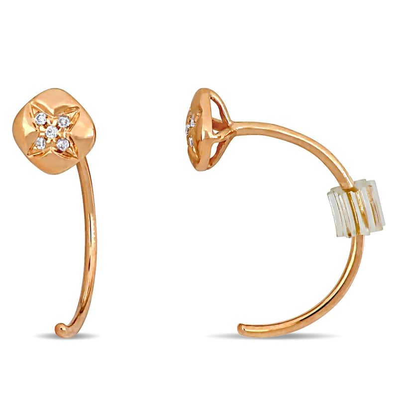 Miadora 18k Rose Gold Diamond Accent Floral Wire Earrings - 5.5 mm x 3 mm - 5.5 mm x 3 mm