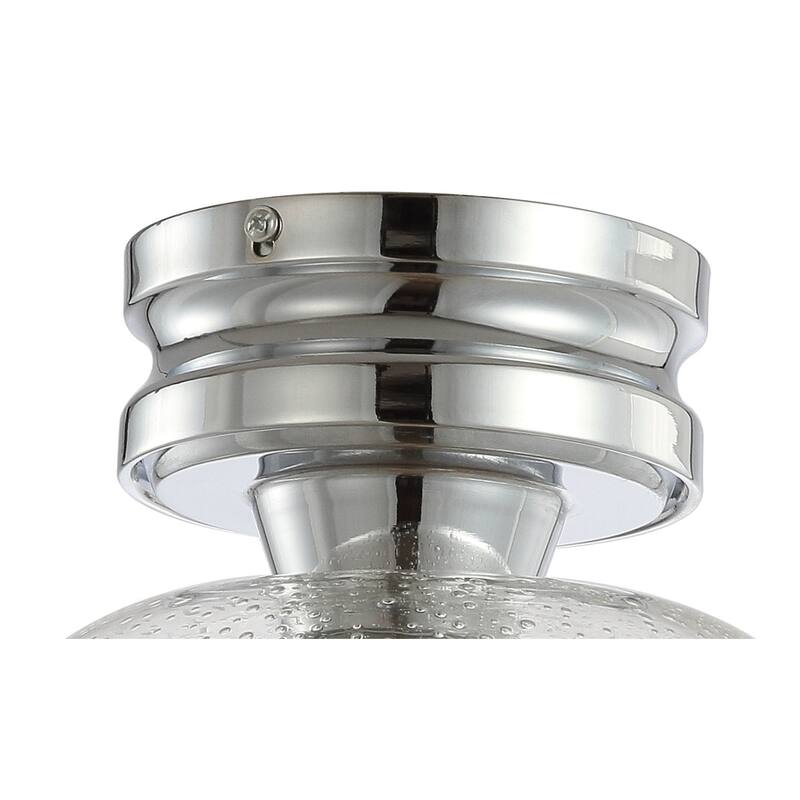 Atlas 7.75" Metal/Bubbled Glass LED Flush Mount, Chrome by JONATHAN Y