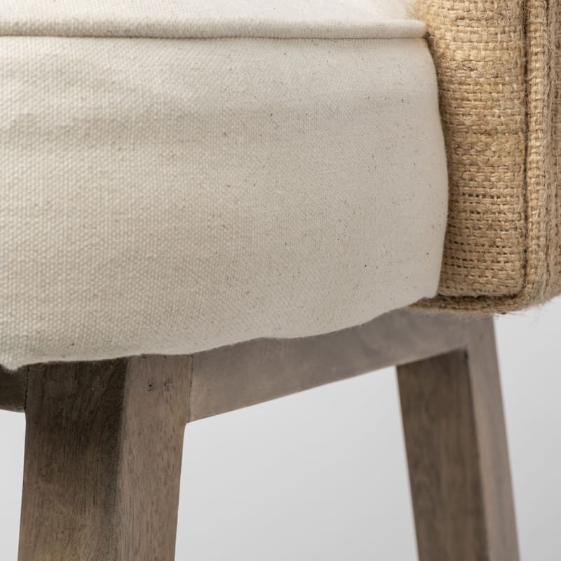 Monmouth Cream and Beige Fabric Seat with Brown Solid Wood Frame Counter Stool - 18.5"W x 20"D x 30"H