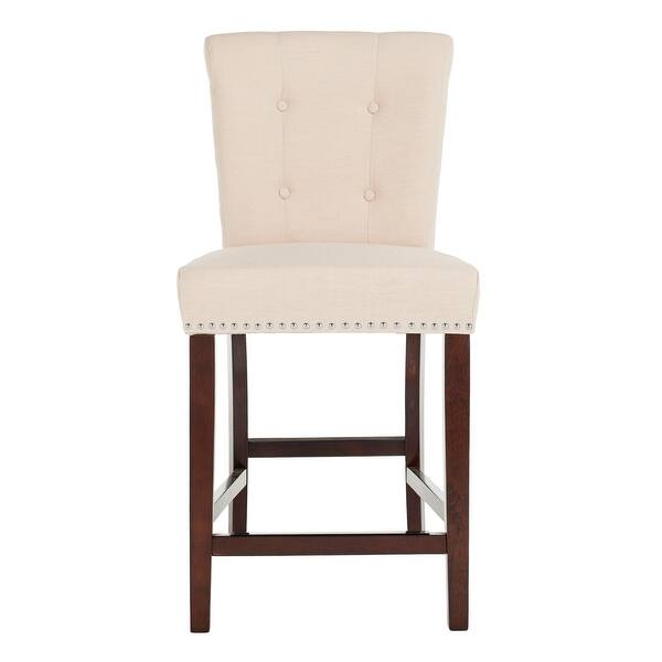 Safavieh 26 Inch Taylor Beige Espresso Tufted Counter Stool Set Of 2 20 X 26 5 X 40 5 Overstock 21235017