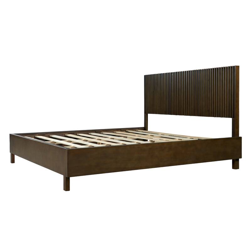 Christopher Knight Home - Adelynn Modern Wood Platform Bed with Vertical Slat Headboard, No Box Spring Needed