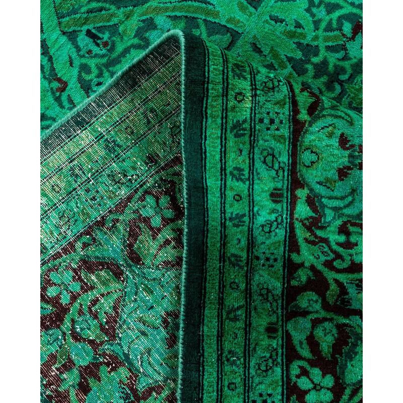 Overton Hand Knotted Wool Vintage Inspired Modern Contemporary Overdyed Green Area Rug - 8' 2" x 10' 4"