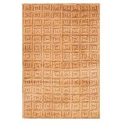 ECARPETGALLERY Hand-knotted Opulence Tan Wool Rug - 3'10 x 5'9