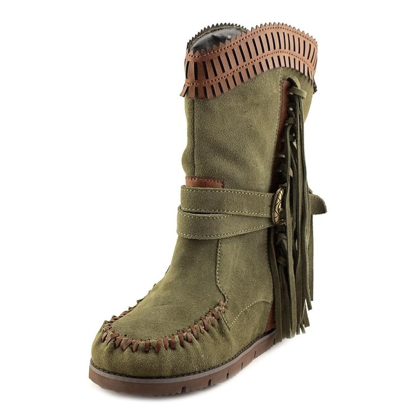 Mojo Moxy Nomad Mid Calf Women Round Toe Suede Green Mid Calf Boot