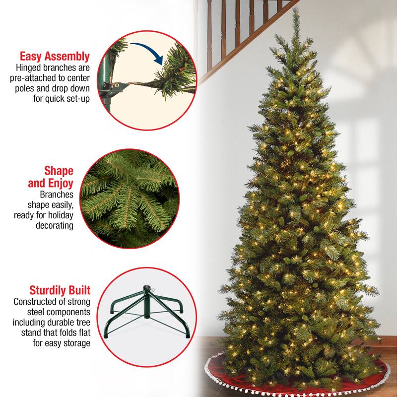 National Tree Company 6.5 ft. Tiffany Fir Slim Tree with Clear Lights - 6.5 Foot