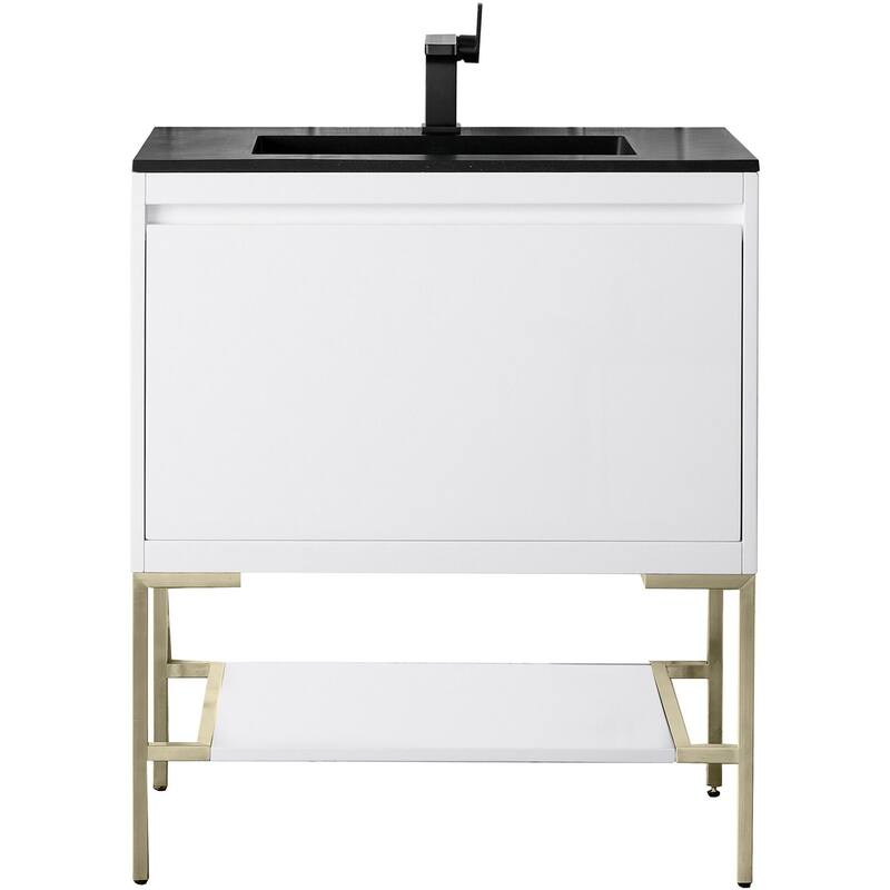 James Martin Vanities 805-V31.5-CB-CH Mantova 32" Single Basin Poplar - Glossy White - Painted
