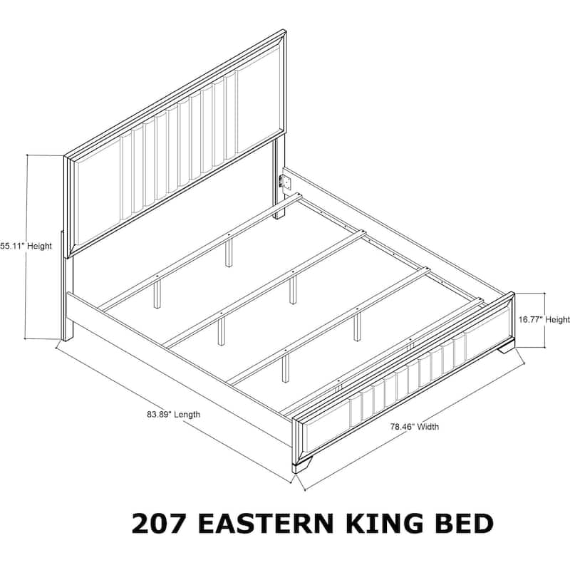 Boudin Walnut King Bed Solid Wood Upholstered Headboard & Footboard