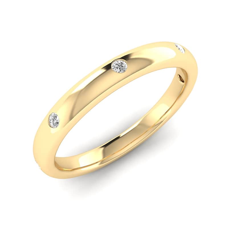 Marquee Jewels 1/10 Carat TW Bezel Se Diamond Wedding Band in 14K Yellow Gold - White