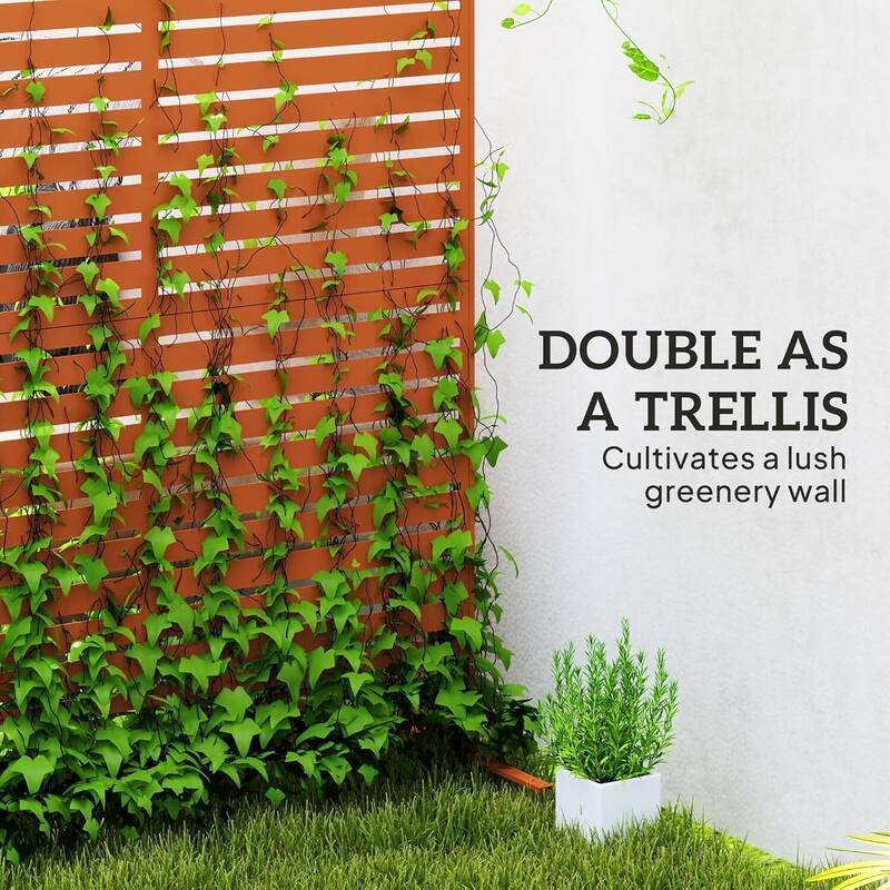 1 Pc Freestanding Decorative Metal Privacy Screen Outdoor with Stand for Balcony, Stripe