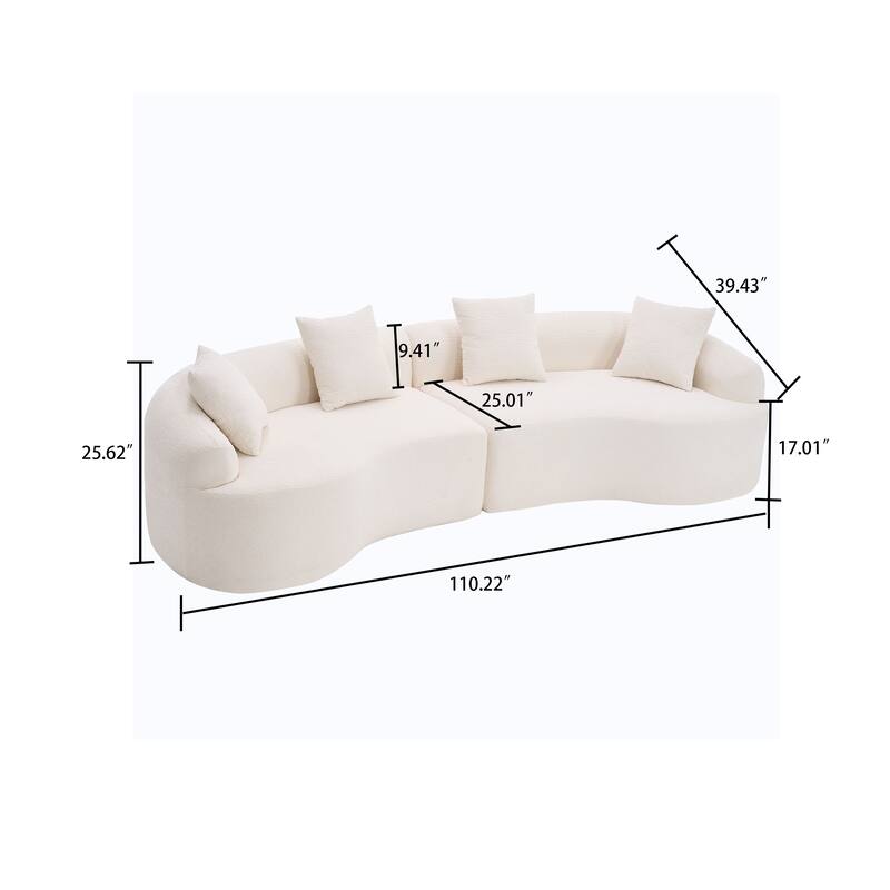 Modern Minimalist 3-Seater Frame-Free Compressed Chenille Upholstered Sectional Sofa