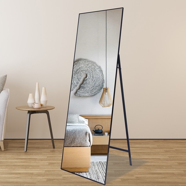 Free standing mirror with sales hanging space