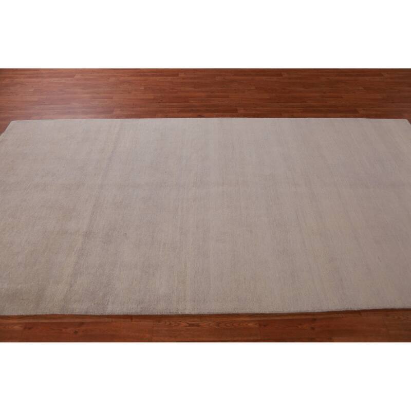 Hand Knotted Oriental 100% Wool Carpet Modern Solid Beige & Ivories Gabbeh Area Rug - 10' 3'' X 5' 2''