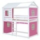 preview thumbnail 11 of 65, Wood House Bunk Bed for Kids, Playhouse Bunk Bedframe with Windows, Tent & Ladder for Girls & Boys, Noise Free