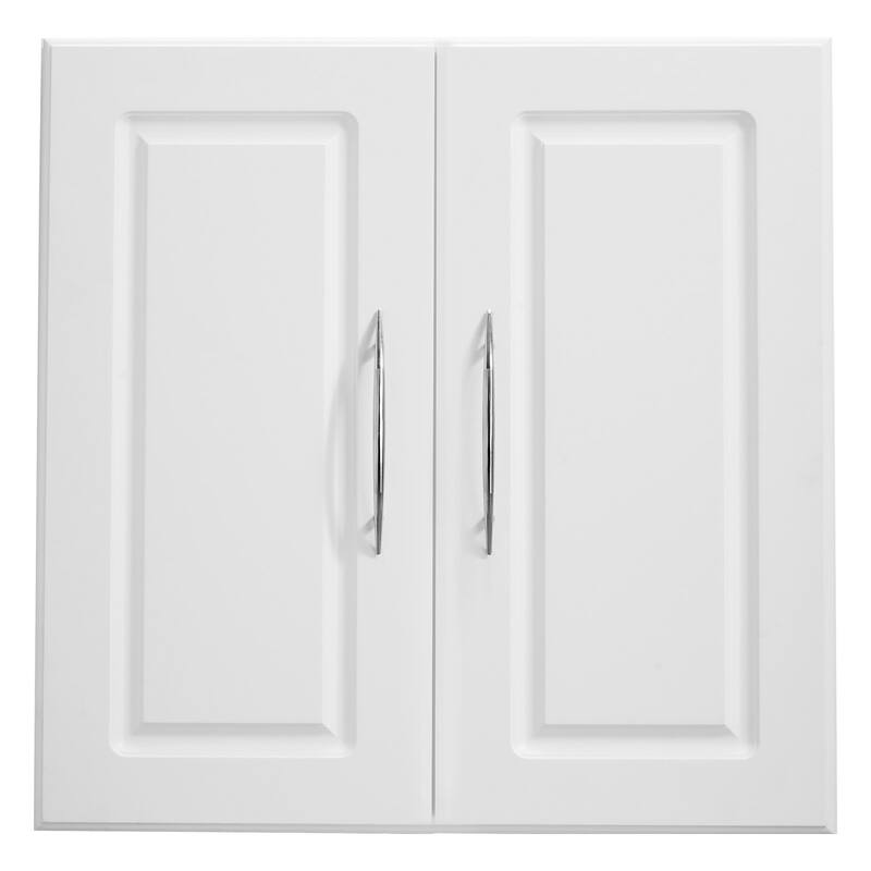 2-Tier White Wall Mounted Laundry Room Storage Cabinet with 2 Doors and Adjustable Shelves - 11.8 x 23.6 x 23.6 in