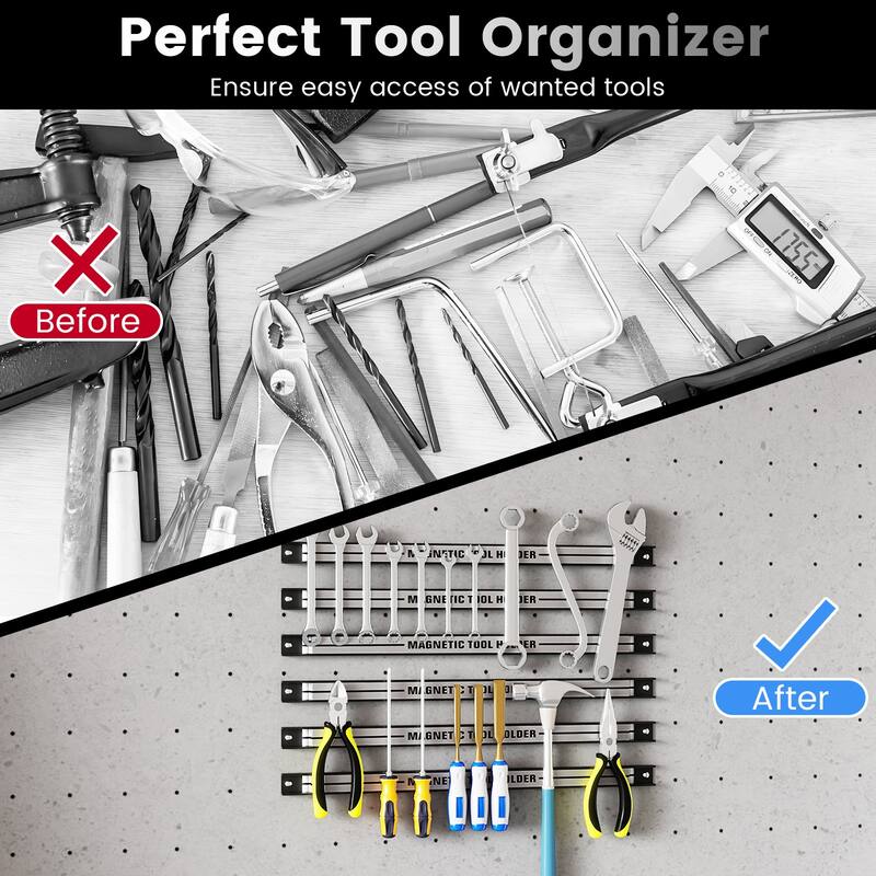 Gymax 18'' Magnetic Tool Holder Strip w/ Mounting Screws Space-Saving