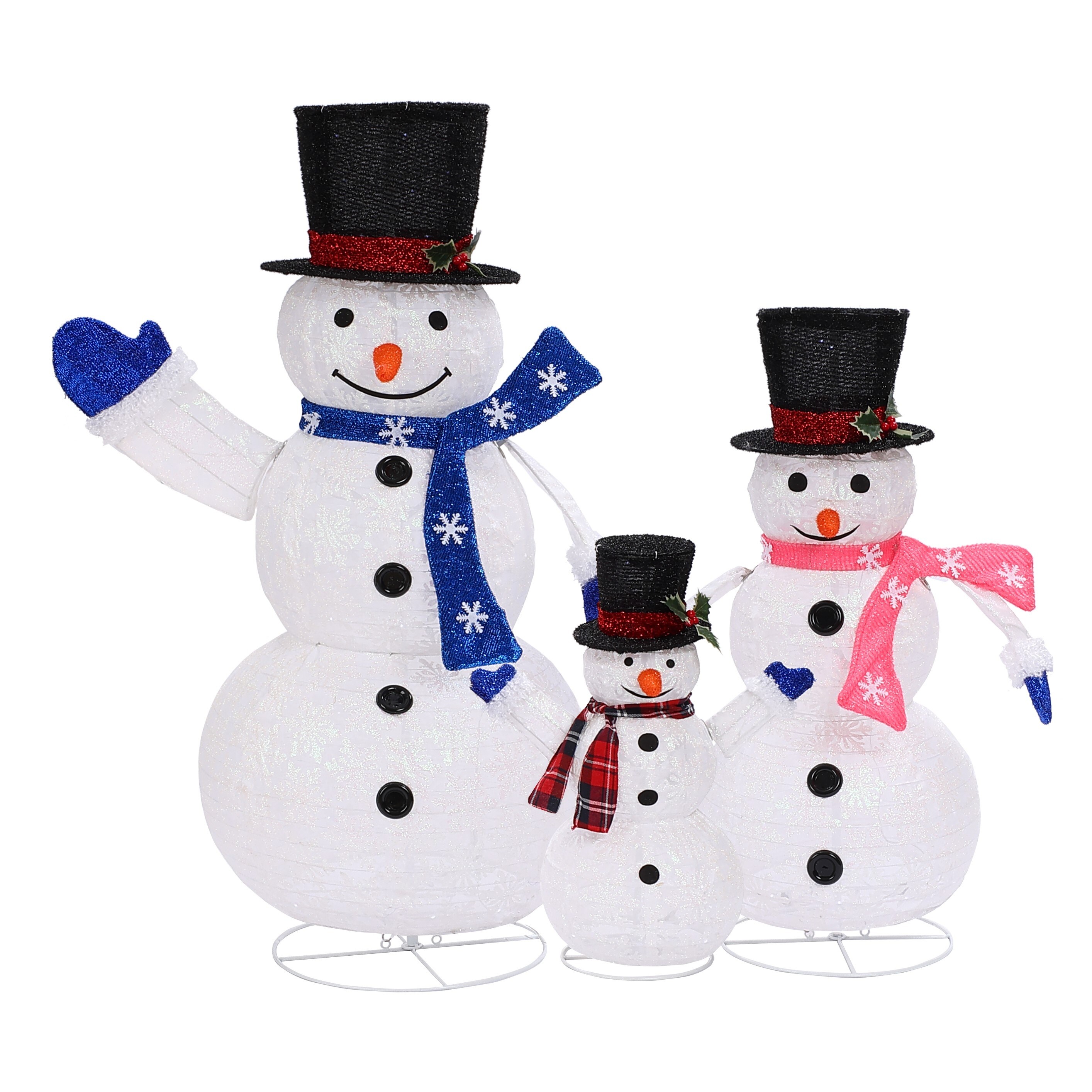 Set of 3 Snowman Family Lighted LED Winter Holiday Yard