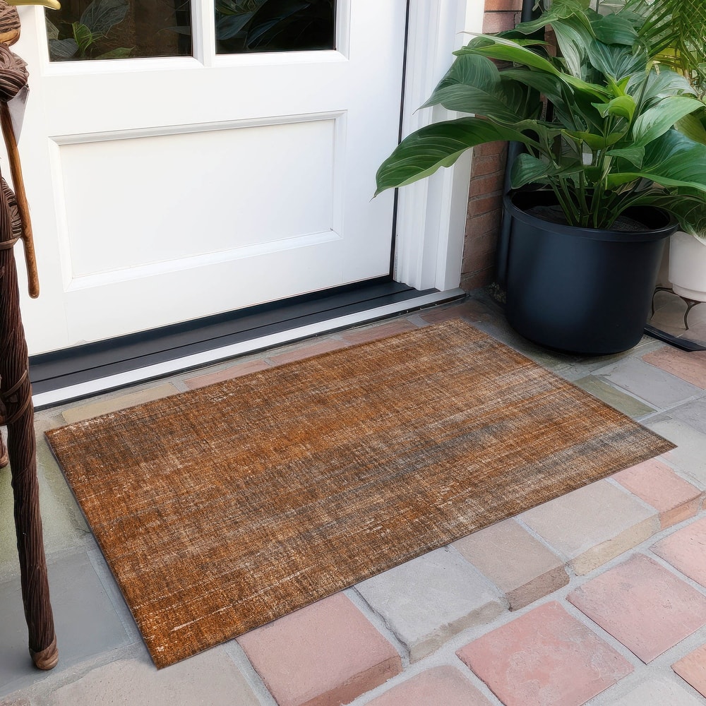 Machine Washable Indoor/ Outdoor Ombre Solid Chantille Rug
