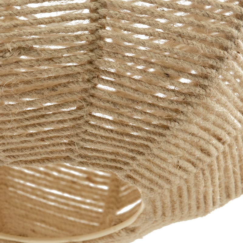 River of Goods Black and Ivory Jute and Metal 19-Inch Globe Pendant Light with Adjustable Hanging Cord - 19" x 19" x 73"