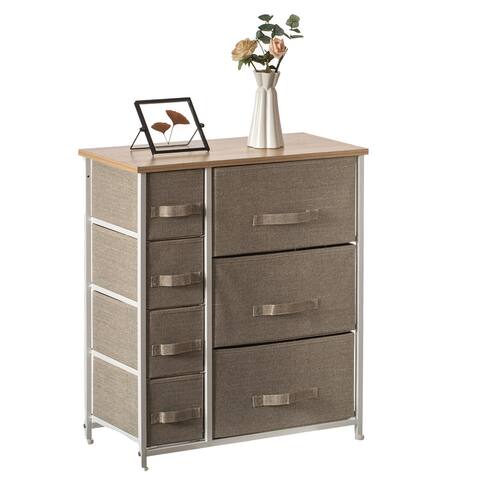 Sand Beige Bins and White Frame Seven Storage Night Chest