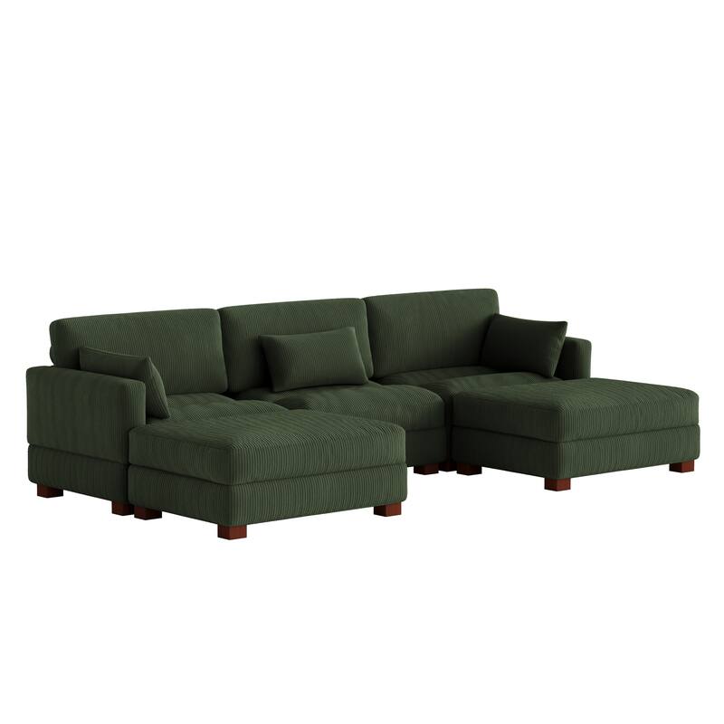 Modern U-shaped Modular Corduroy Sectional Sofa