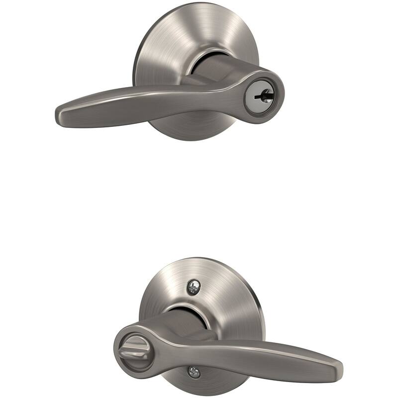 Schlage F51A-DEL Delfayo Single Cylinder Keyed Entry Door Lever Set - Satin Nickel