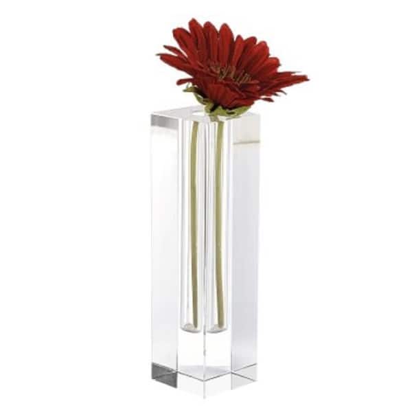 Modern Clear Tall Block Optical Crystal Vase