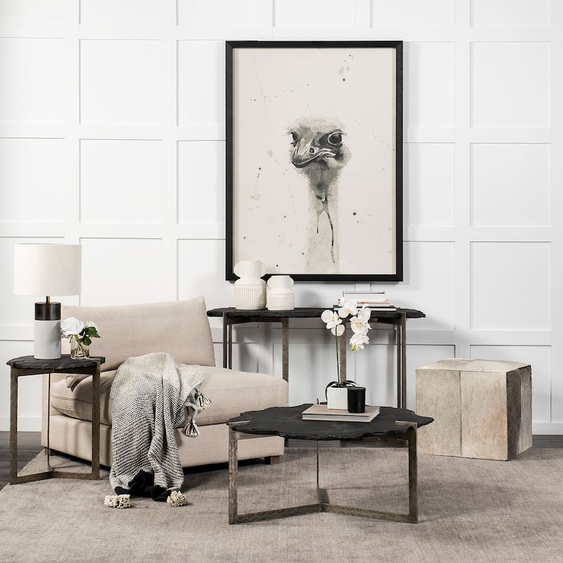 Shale I Black Slate Side Table - Console Table - 50"L x 19.5"W x 30"H
