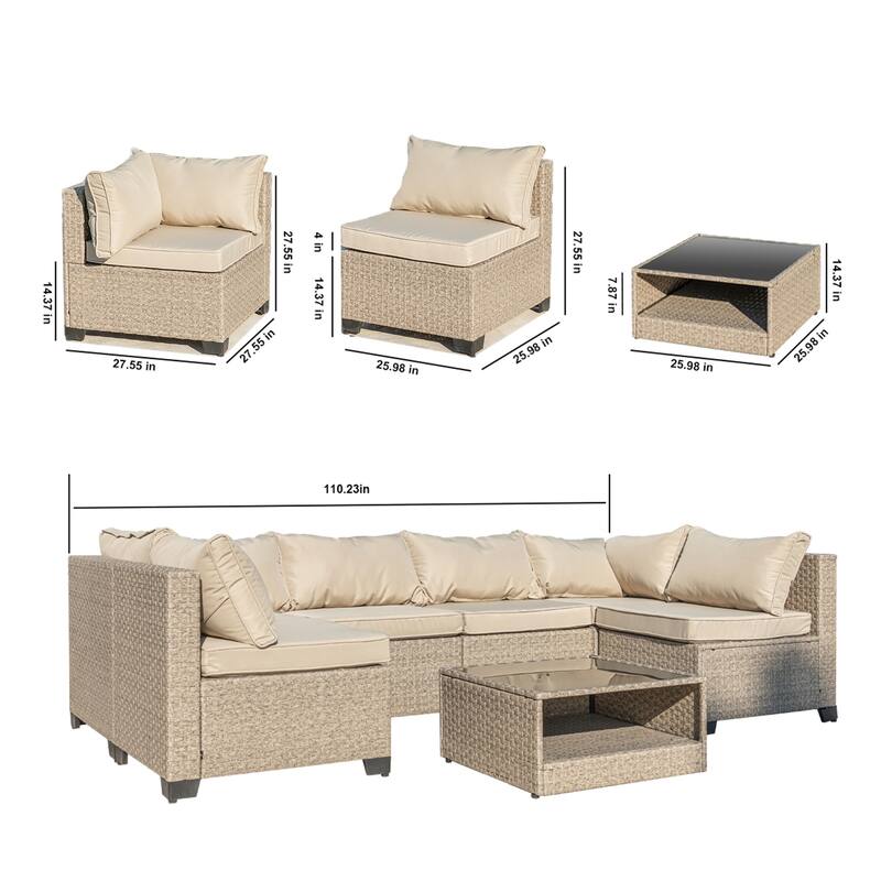 12-Piece Outdoor Patio Furniture Set,Wicker Sectional Sofa and Coffee Table,Rattan Conversation Set for Garden, Deck, Backyard